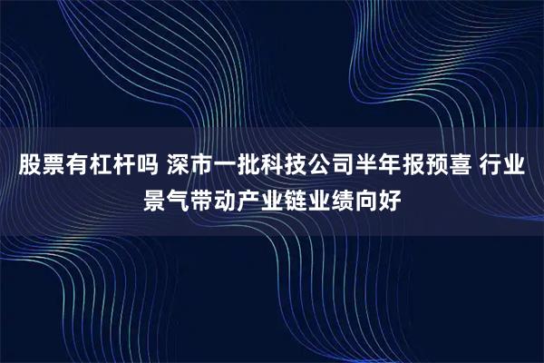股票有杠杆吗 深市一批科技公司半年报预喜 行业景气带动产业链业绩向好