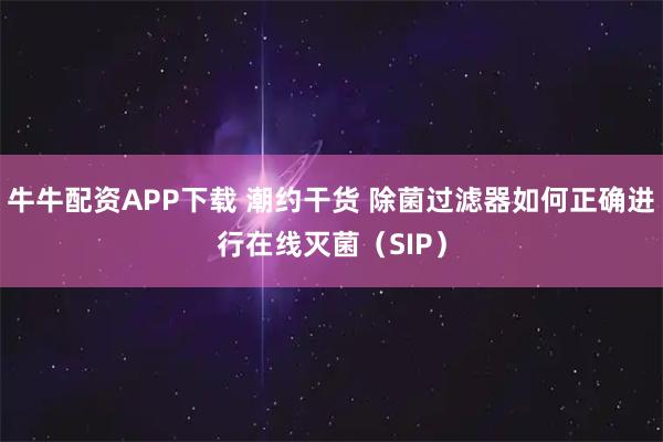 牛牛配资APP下载 潮约干货 除菌过滤器如何正确进行在线灭菌（SIP）